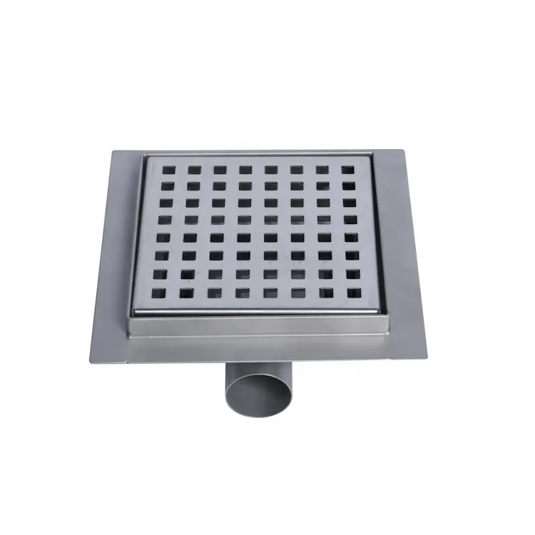 Side outlet stainless steel square shower drain